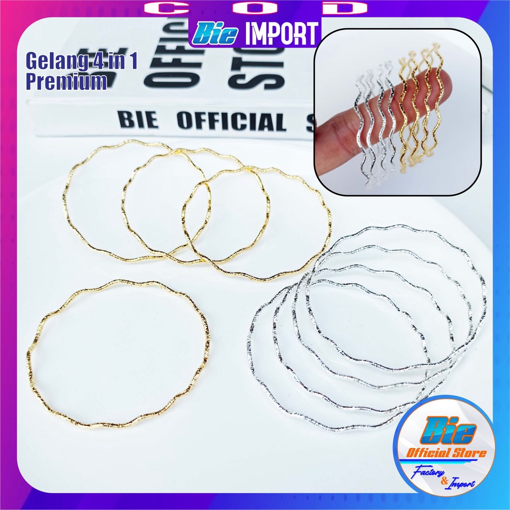 Gelang Anak 4 in 1 Gold &amp; Silver Titan Gelombang Premium Impor Best Seller