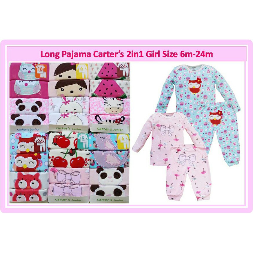 Sz 6 - 12 M 1 set Cater Girl Set Pajama Panjang setelan piyama cewe baby bayi perempuan