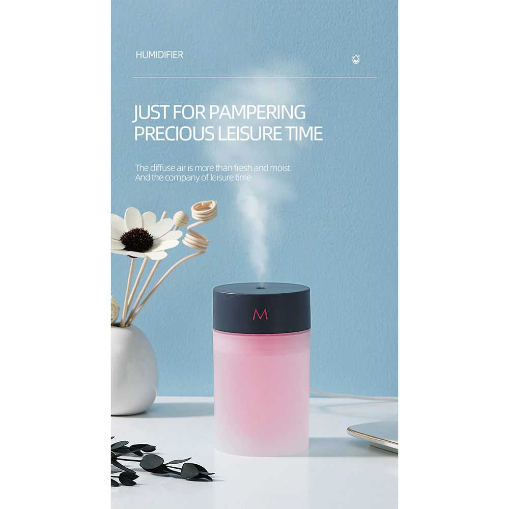 Mini Air Humidifier Aromatherapy Oil Diffuser USB 260ml Pelembap Udara Humi Aromaterapi Pengharum Ruangan Port LED