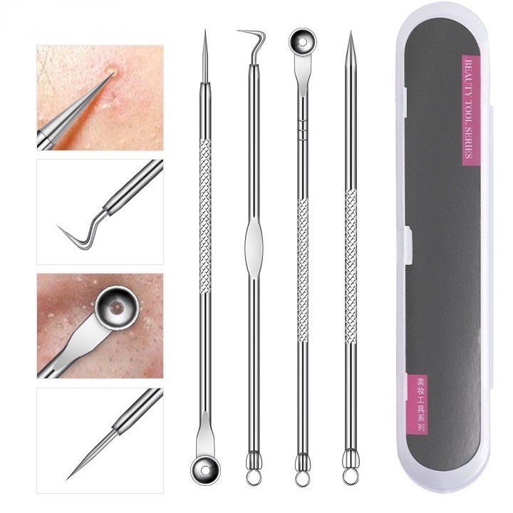 Komedo, jerawat dan set jarum komedo Set jerawat stainless steel    Acne removal needle set