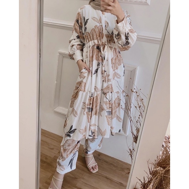 NATURE PEPLUM LONG ONE SET / SETELAN BUSUI RAYON