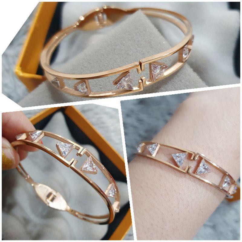 Gelang Titanium stainless steel rosegold Premium anti karat Bracelet titanium ori gtt003