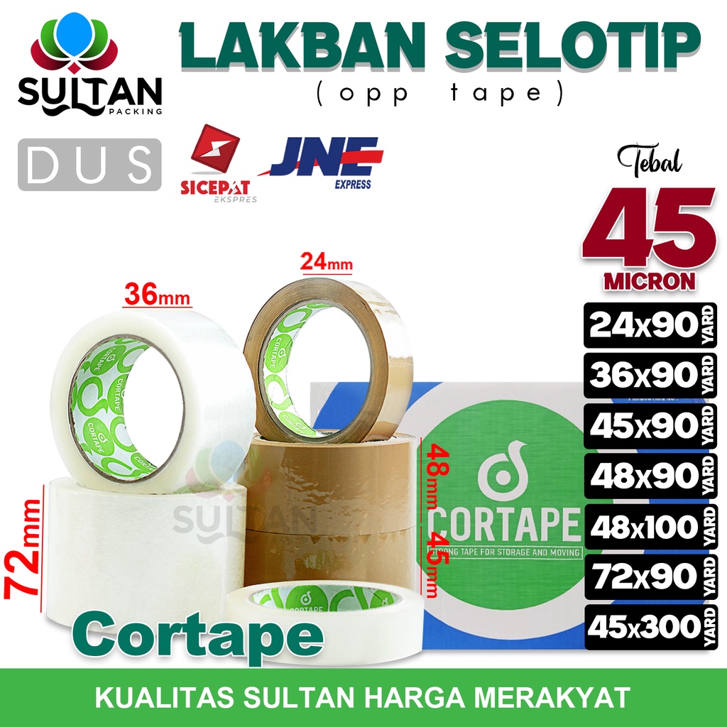 

Lakban Isolasi Selotip Plakban OPP Tape CORTAPE TERMURAH Varian KARGO / DUS