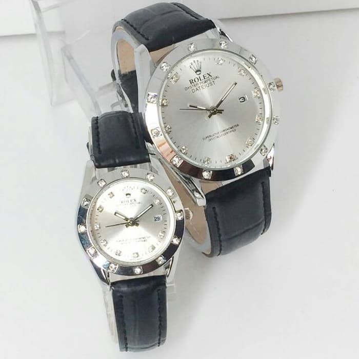 Jam Tangan Rolex Couple Date Tali Kulit Buruan