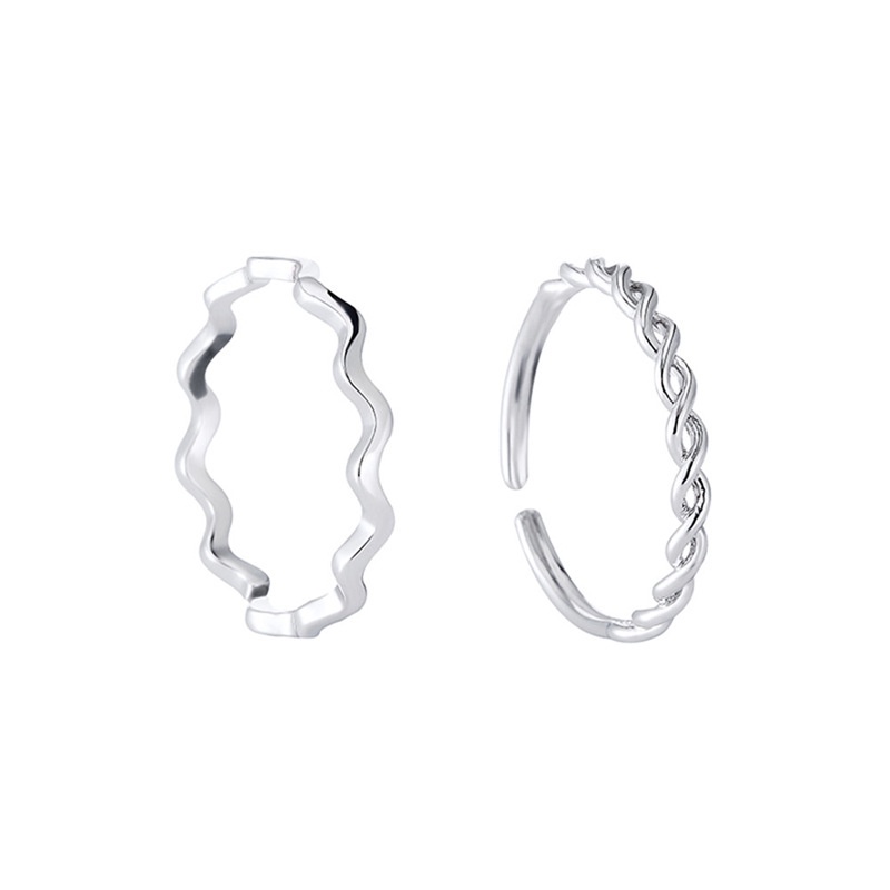 Personalized two-piece simple winding opening adjustable wave-shaped joint ring tail ring 210807