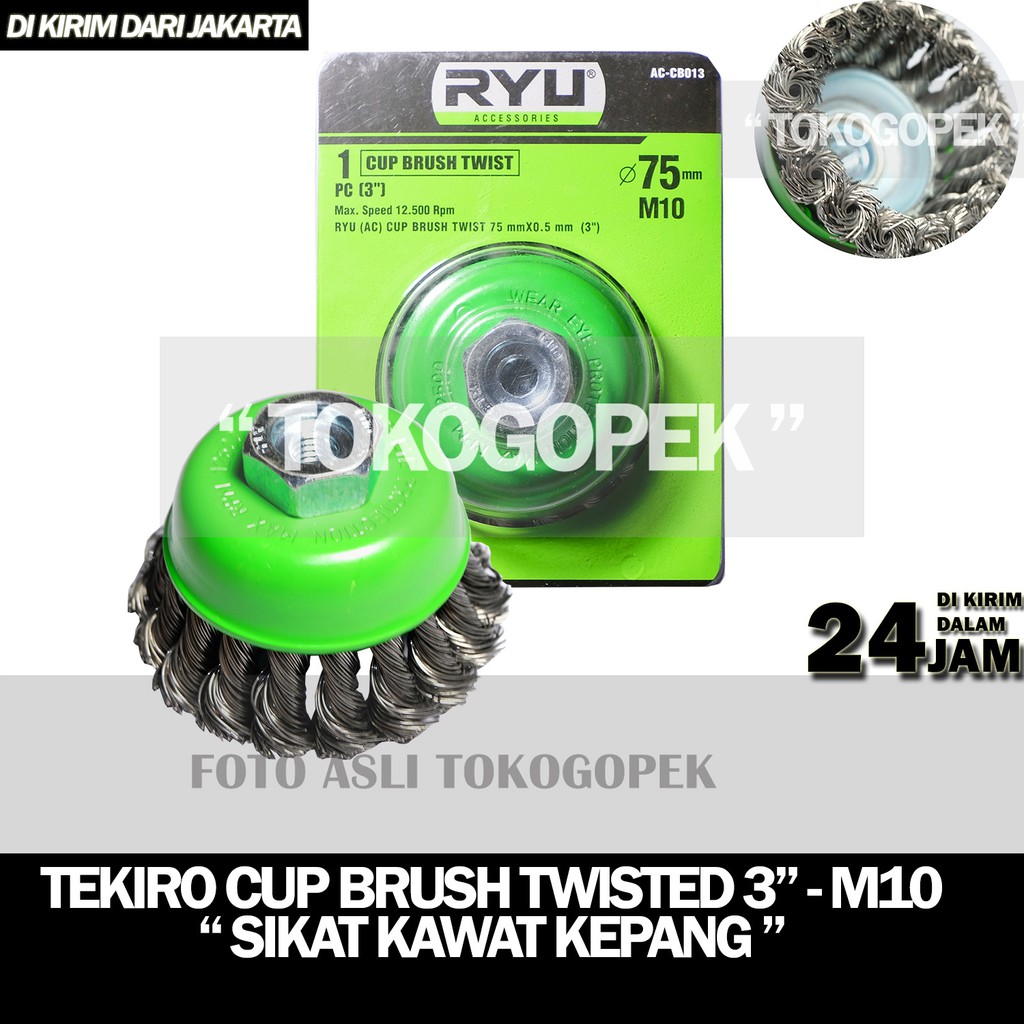 TEKIRO RYU CUP BRUSH TWISTED - SIKAT KEPANG MANGKOK 3&quot;