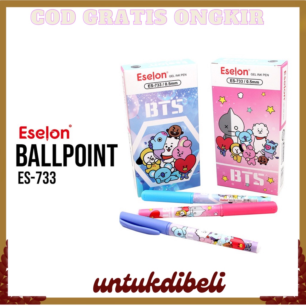 

Pulpen Eselon ES733 12pcs - Bolpoin Gel Bts Isi 12pcs