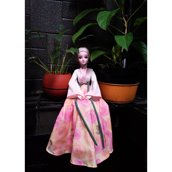 Baju Hanfu Modern Boneka BJD 60cm Rok Model Clock