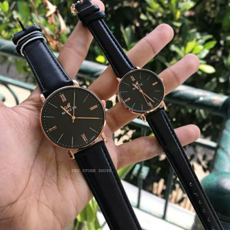 JAM MIRETE COUPLE COWOK/CEWEK STRAP KULIT  ORIGINAL WATCHES JAM Tangan Couple pria Wanita Water Resisitant COD FREE BATRAI