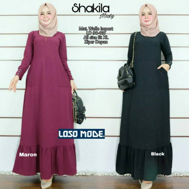 DRESS GAMIS MAXY POLOS // SHAKILA MAXY // BAHAN WEDGES