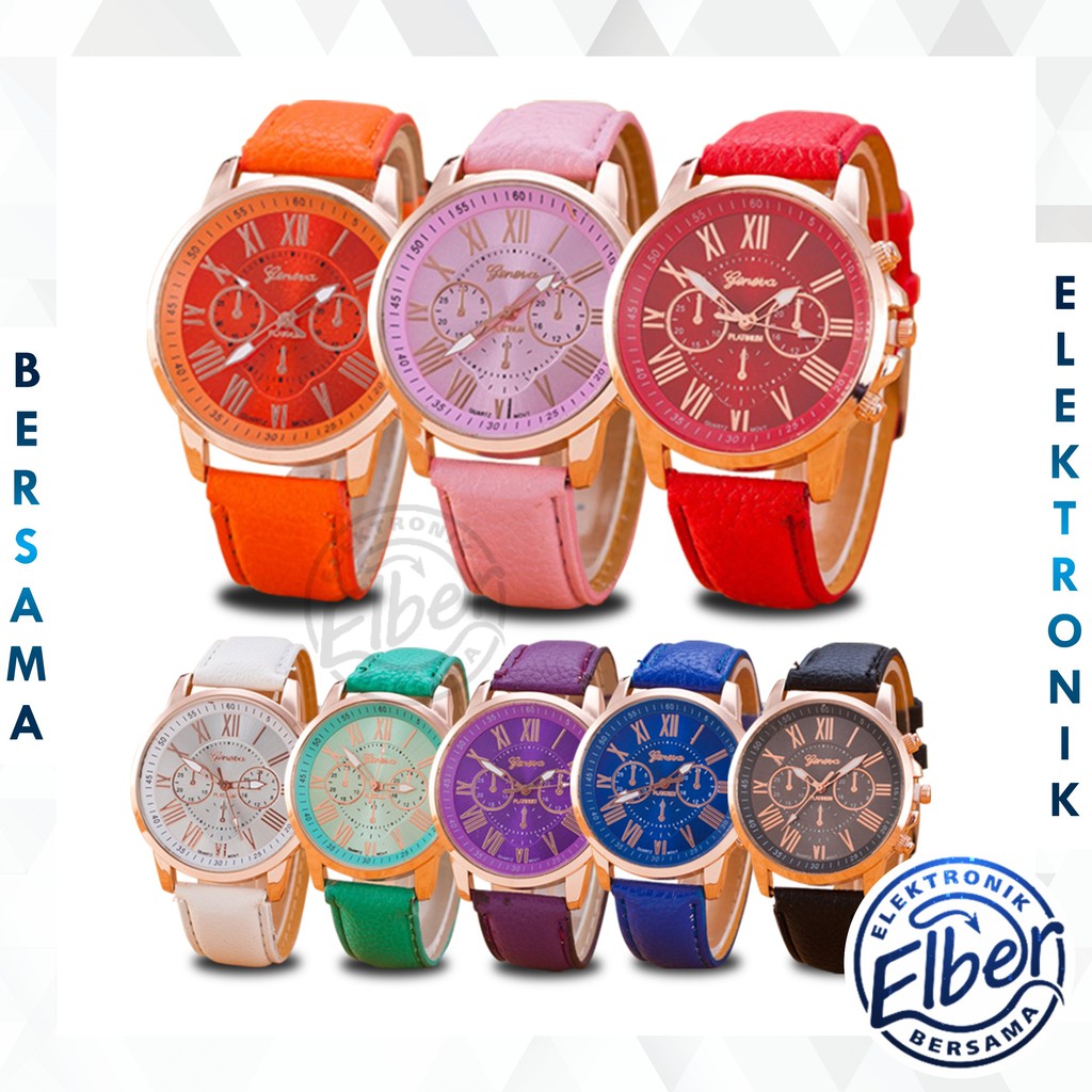ELBER J100 Jam Tangan Kasual Fashion Leather Analog Quartz Fashion Wanita Murah