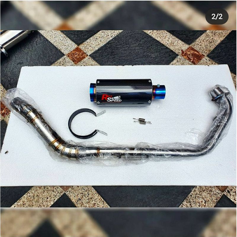 Knalpot Rez Speed model Sc Blue Fullsystem 110-155cc