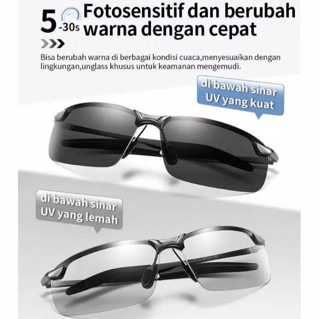 COD Kacamata Anti Silau Siang Dan Malam  Sunglass Fotosensitif UV 400-4