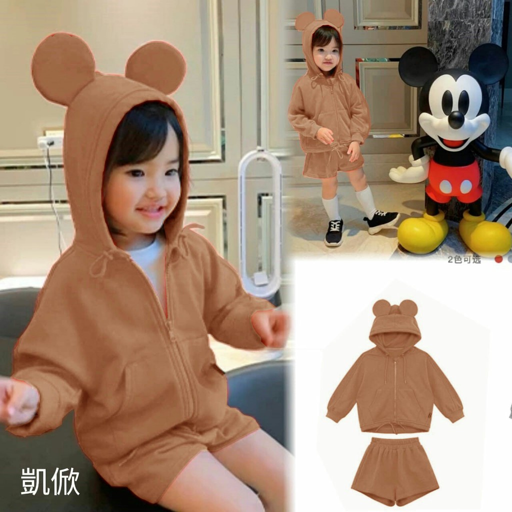 Baju Setelan anak Miky 05 Baju Anak Perempuan Setelan Jaket Hoodie &amp; Celana Pendek MS