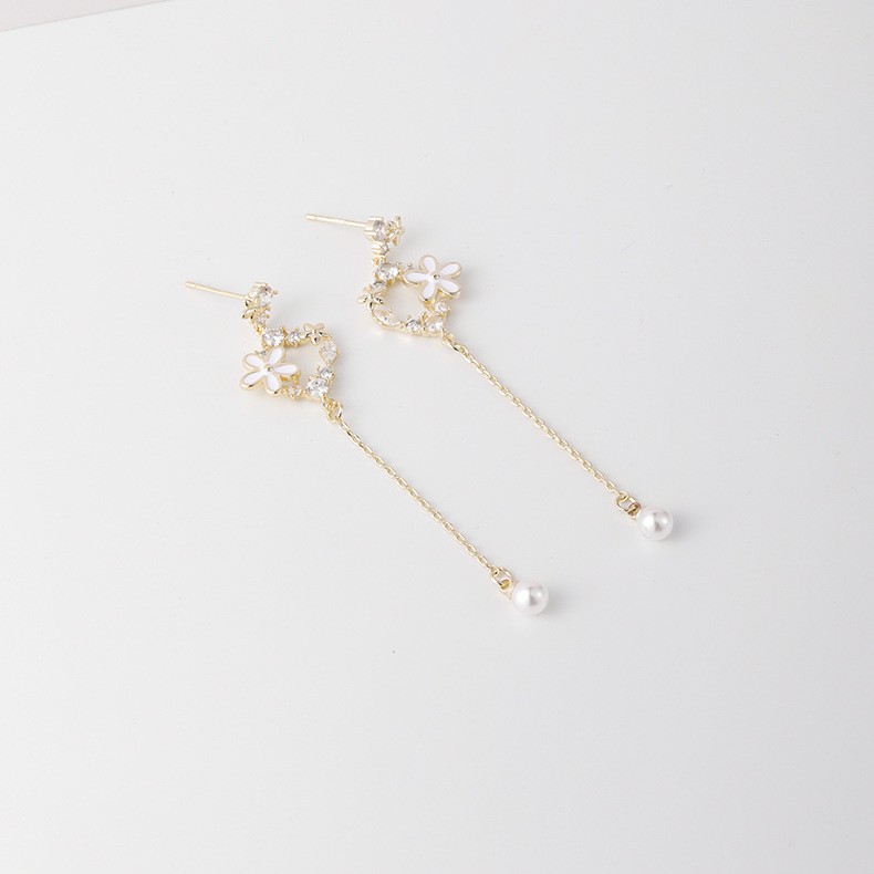 LRC Anting Tusuk Fashion Symmetrical Gold Silver Needle Flower K16116