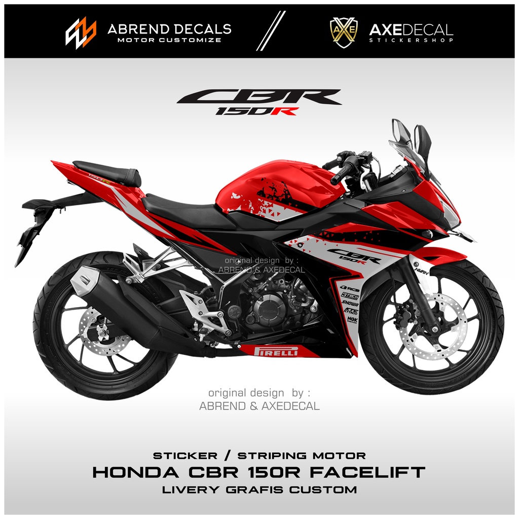 Striping CBR 150 R Facelift Grafis Bercak Custom / Stiker Motor Honda CBR 150R / Stock Decals