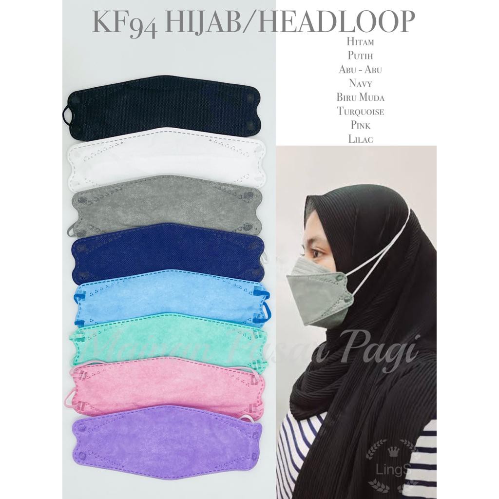 MASKER KF94 HEADLOOP DISPOSABLE MASK/HIJAB 4PLY ISI 10PCS