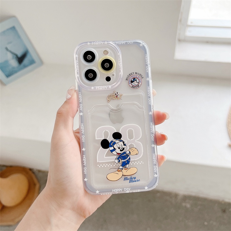 Soft Case Pelindung Lensa Transparan Motif Kartun Mickey Untuk iPhone 12 13 Pro MAX 11 X XR XS MAX 7 8 Plus