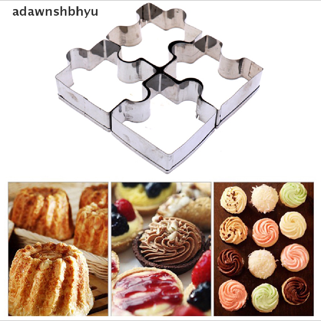 Adawnshbhyu 4pcs /set Kue Kering Bentuk Puzzle Stainless Steel Biskuit Cetakan Dessert Membuat Alat