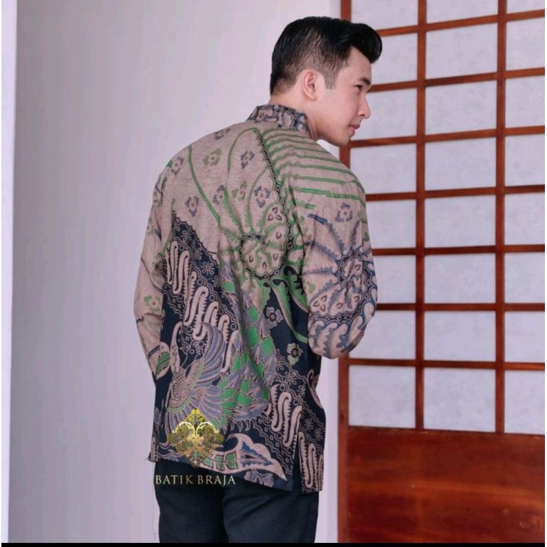 baju batik pria lengan panjang reguler fit katun printing full furing halus berkualitas premium modern / atasan kemeja pria motif batik pola