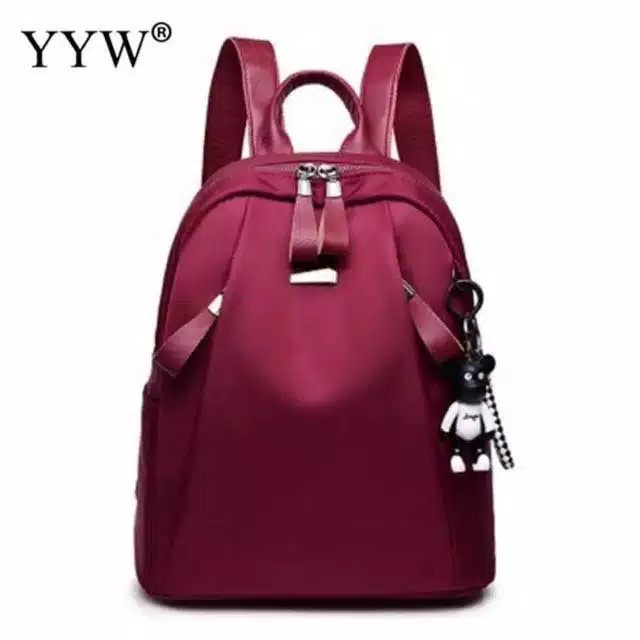 COD - WIEWIE_FASHION - TAS MAROON - Tas Ransel Backpack Fashion Wanita - MEDAN
