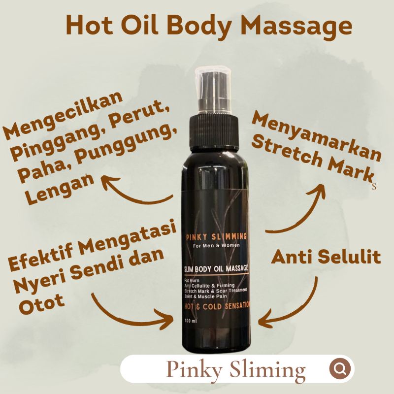 Jual Slim Body Hot Oil Massage Pinky Slimming Oil Slimming Hot Krim Pembakar Lemak Shopee