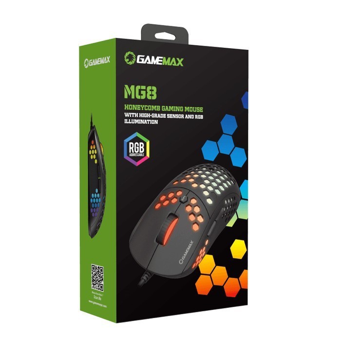 GAMEMAX MG8 GAMING MOUSE Rainbow Lightweight Honeycomb Shell 6400 DPI