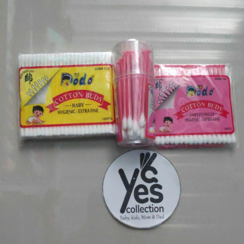 Dodo cotton bud Extra Fine 100 PCS Kuning  - 36 PCS Pink - 45 PCS Pink botol buds baby korek kuping telinga dwi fungsi balita