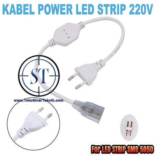 Kabel Colokan Adaptor Socket LED Strip 5050 220V / Konektor Adaptor Lampu LED Selang SMD