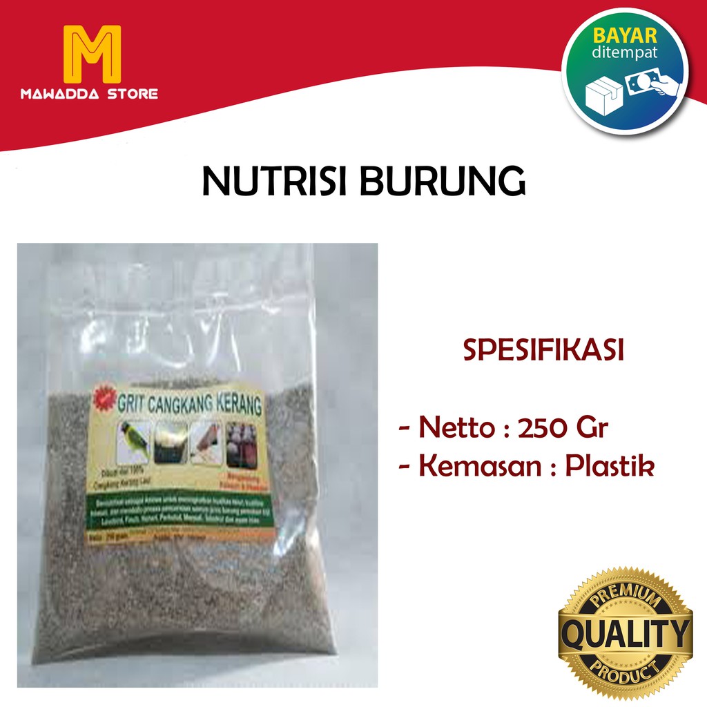 Nutrisi Grit Tepung Cangkang Kerang Laut untuk Lovebird Kenari Merpati