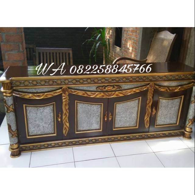 Bufet Bifet Meja Rak Tv Jati Ukir Jepara, Lemari Hias Sekat Tempat Meja Tv Kayu Jati