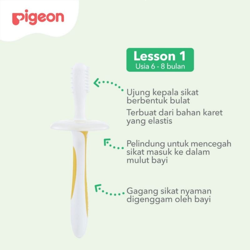 Pigeon Baby Training Toothbrush Lesson 1 Lesson 2 Lesson 3 - Sikat Gigi Bayi