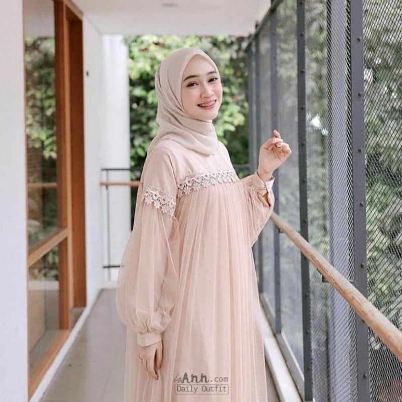 DRESS GAMIS LEBARAN / NAURA GAMIS BRUKAT / GAMIS KEKINIAN MURAH / DRESS GAMIS NAURA KEKINIAN