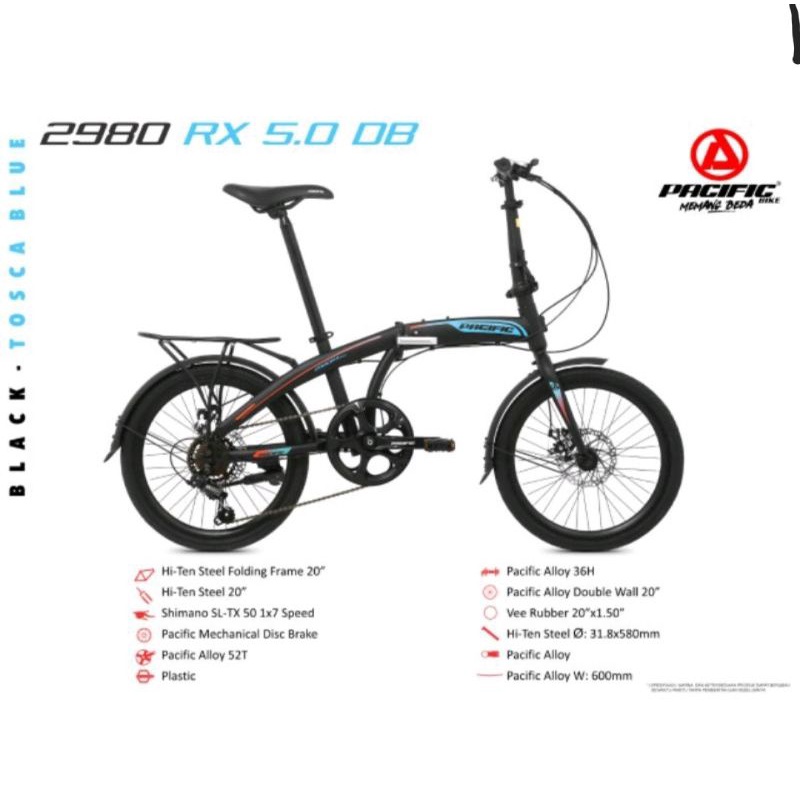 Sepeda lipat pasific 2980 rx 5 ukuran 20 inch
