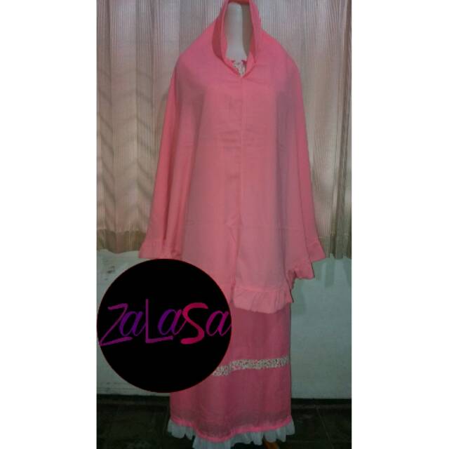 Set Gamis Chiffon Silky Peach