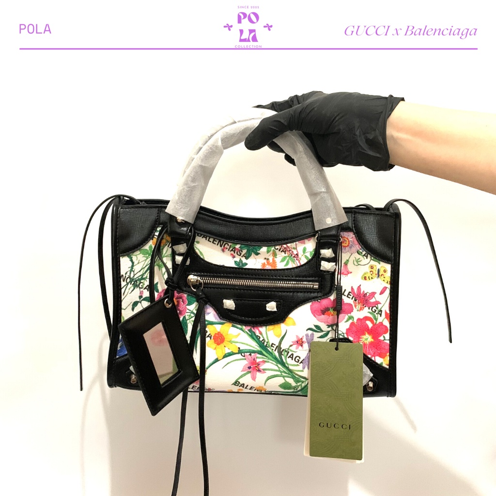 GUCCI x BALENCIAGA The Hacker Project Neo Classic Bag White Flora Canvas | POLA Collection