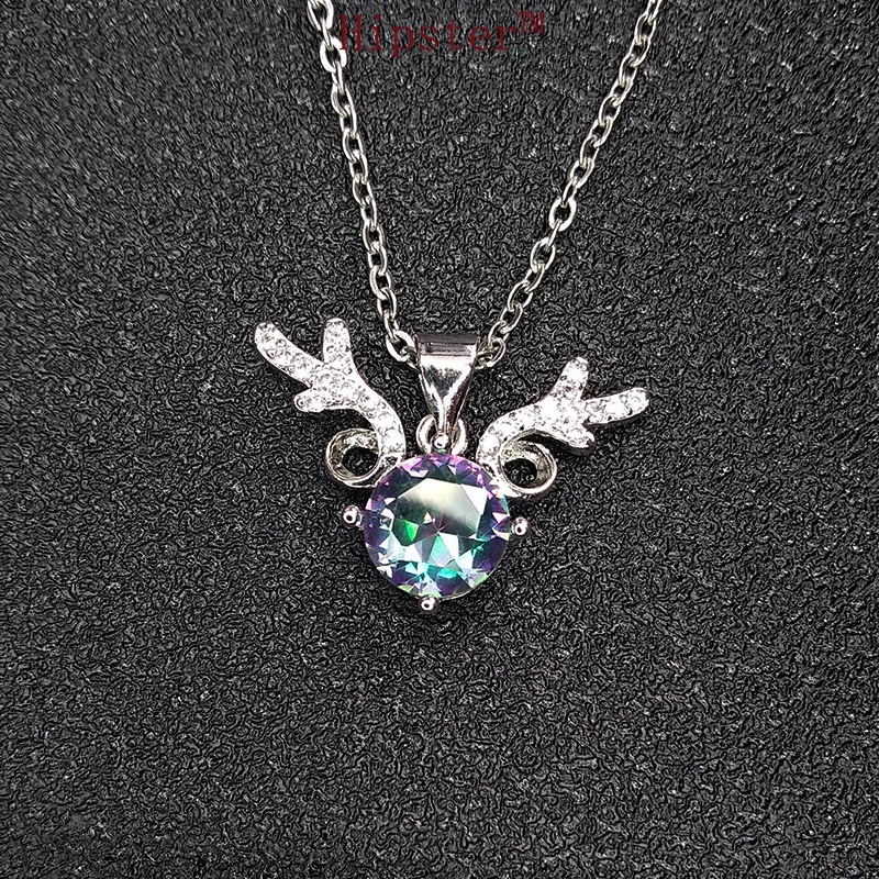 Hot Sale Fashion Classic Moissanite Antlers Pendant White Gold Necklace