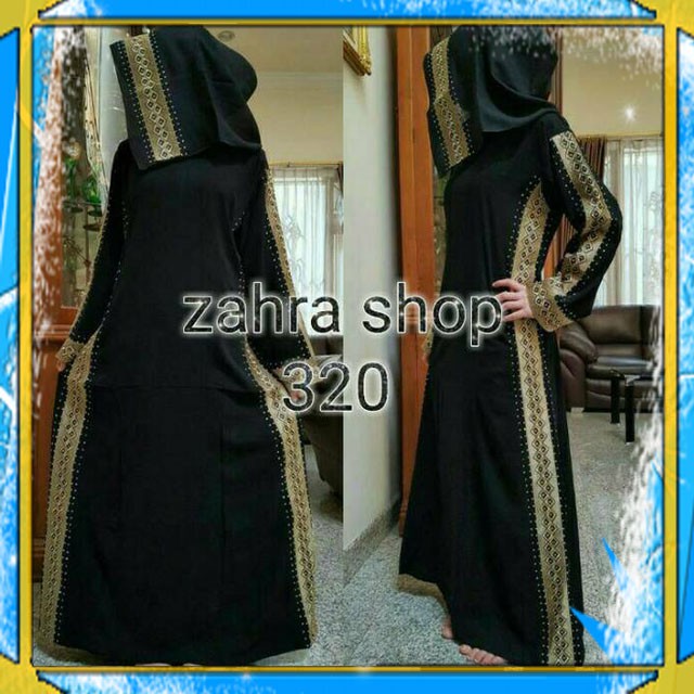 ABY 176 ABAYA BORDIR UMI PIPIK FREE PASMINA GAMIS JUBAH SYARI