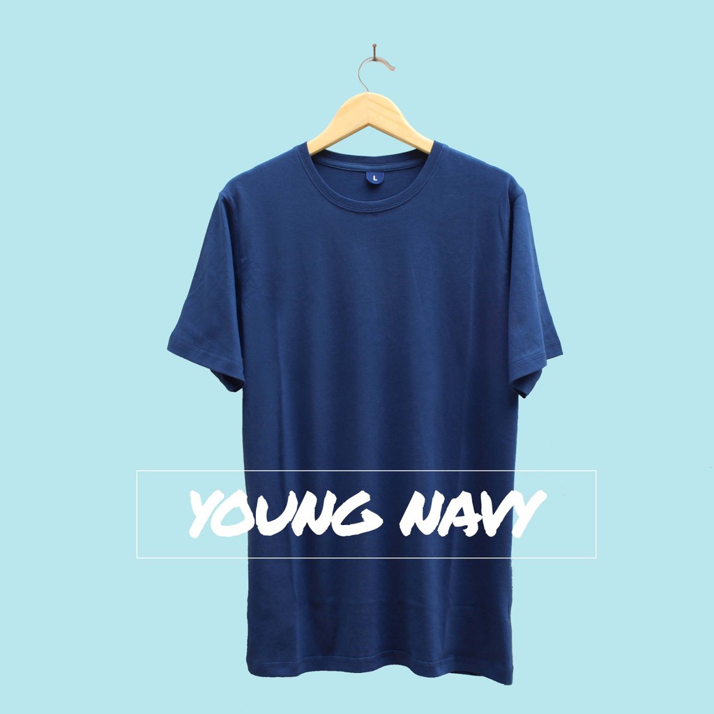 Kaos Distro Pendek Polos Keren Murah Combi Warna Young navy Cocok Pria Wanita Cowok Cewe Anak Lucu