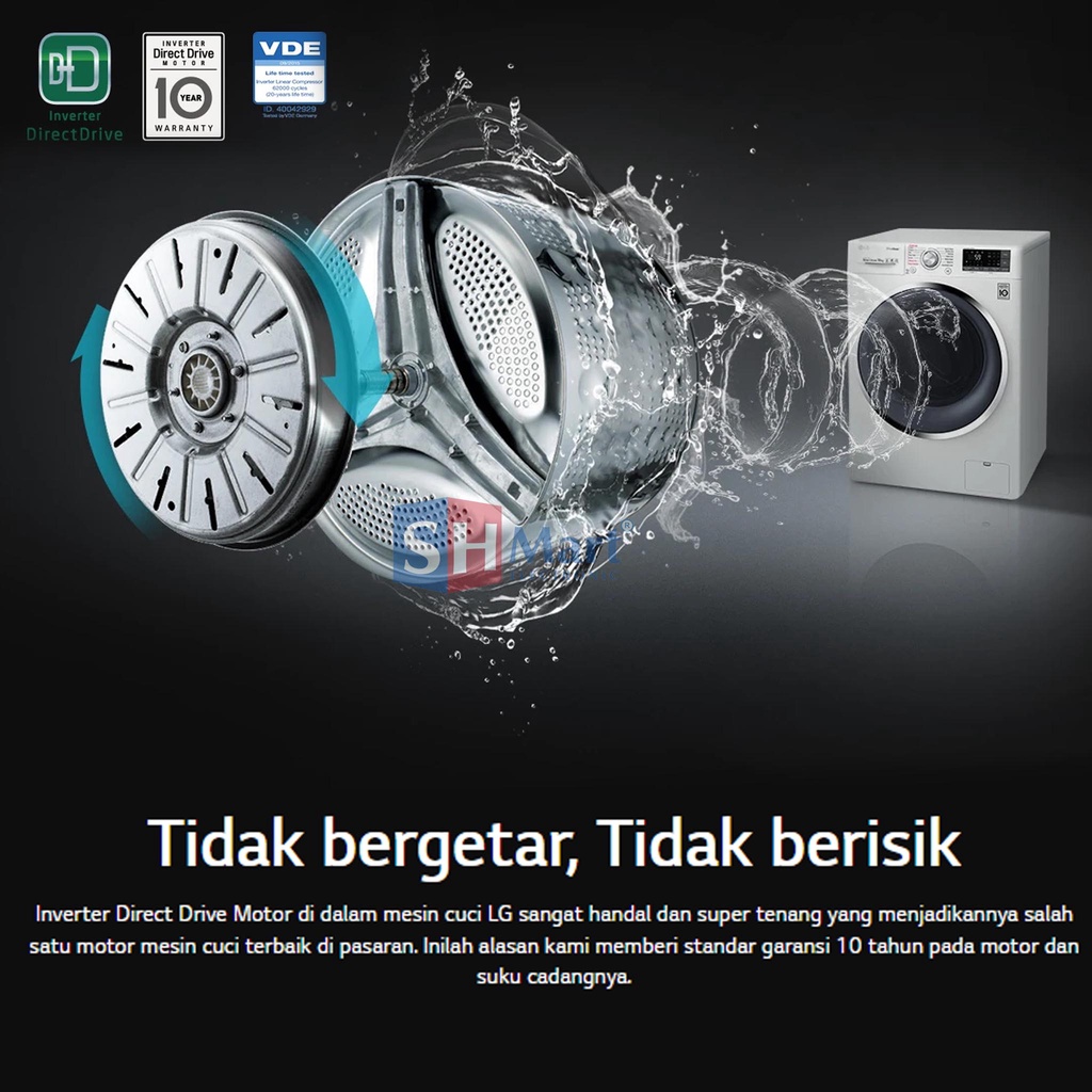 MESIN CUCI LG FRONT LOADING KAPASITAS 7 KG FM1007N3W INVERTER GARANSI RESMI ( Medan )