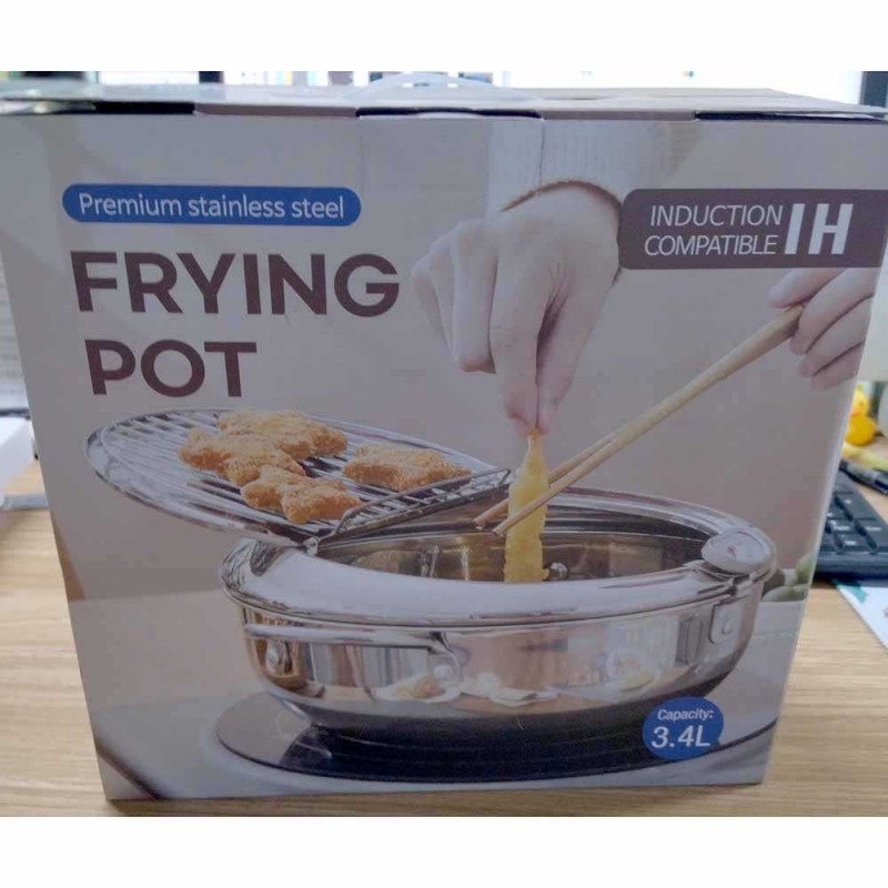 Deep Frying Pot Termometer Panci Penggorengan Masak Japanese Stainless