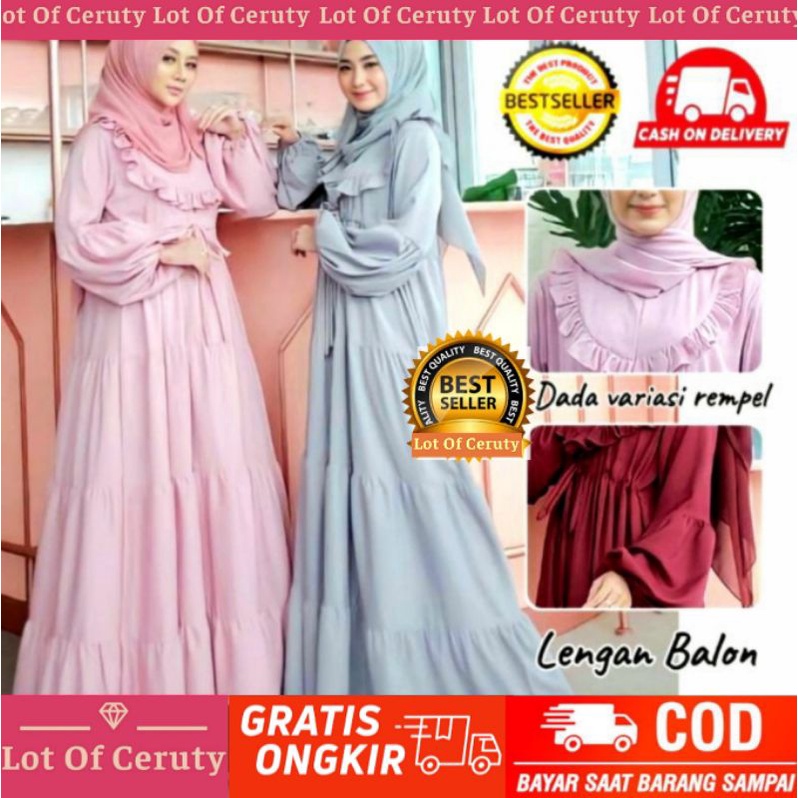 Gamis Ceruty Polos Premium | Gamis Rempel | Ceruty Gamis Terbaru (COD) (HAPPY DAYS)