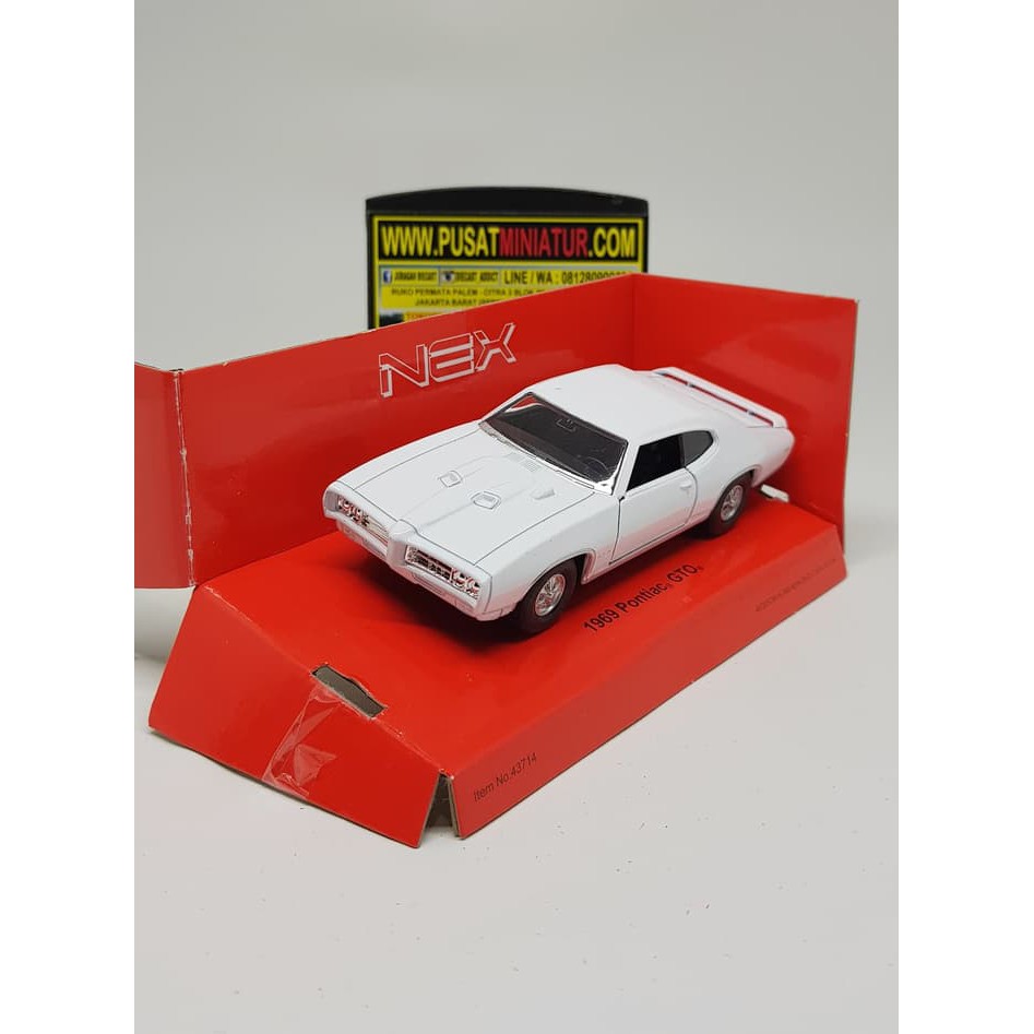 1969 PONTIAC GTO (PUTIH) - SKALA 36 - WELLY (DIECAST-MINIATUR)