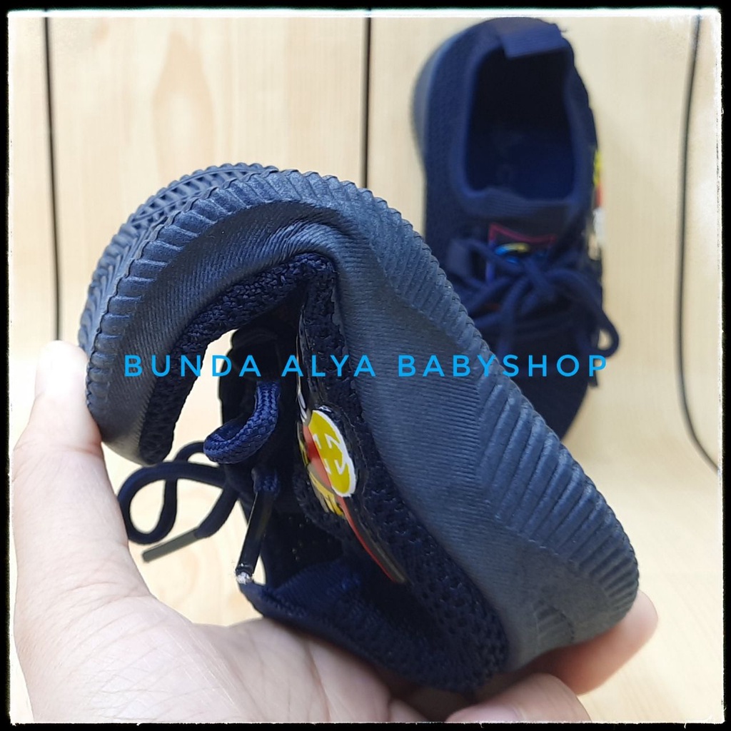 Sepatu Anak Laki Laki IMPORT Umur 2 Tahunan NAVY Elastis - Sepatu Anak Cowok Size 22 Kartun Lucu Alas Karet Anti Licin