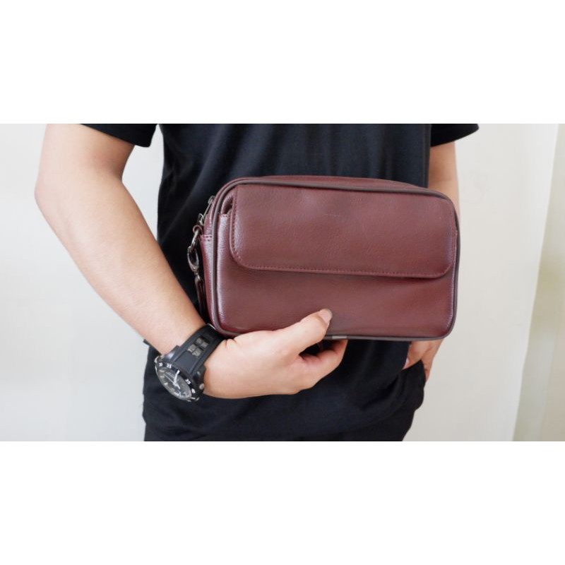Tas Selempang Kulit Pria Wanita Kulit Asli Hand Bag Kulit Pouch Kulit Asli