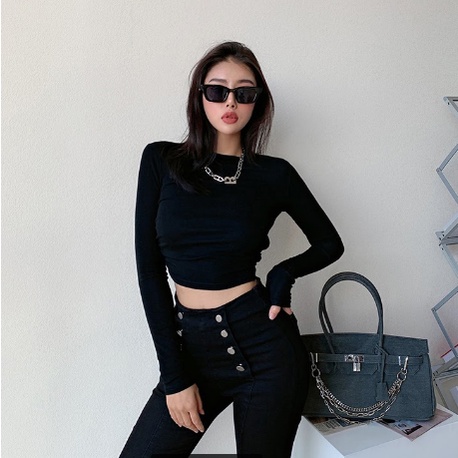 【LIVIAHOME】Korean Sexy Crisscross Tie Back Rib-knit Crop Top 7295