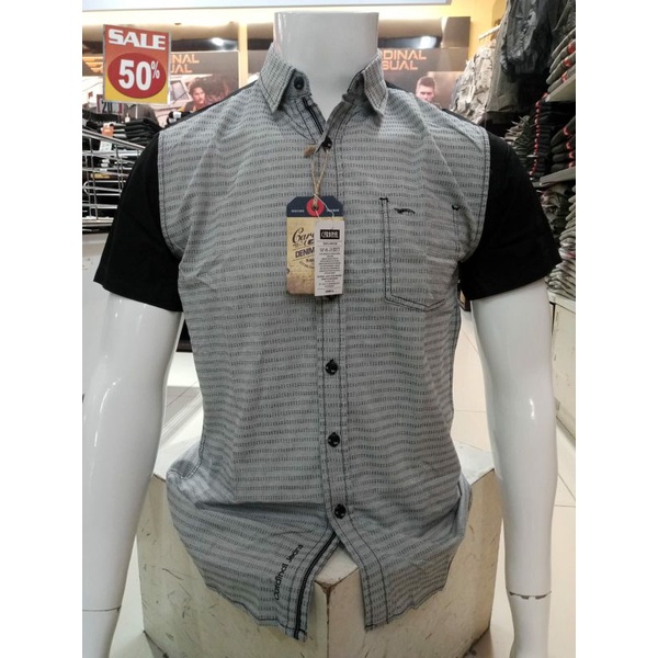 PROMO KEMEJA PRIA LENGAN PENDEK SLIMFIT CARDINAL JEANS ORIGINAL