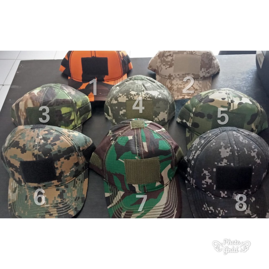 topi tactical/perekat loreng acupat,marpat,gurun,camo,multikem,malvinas