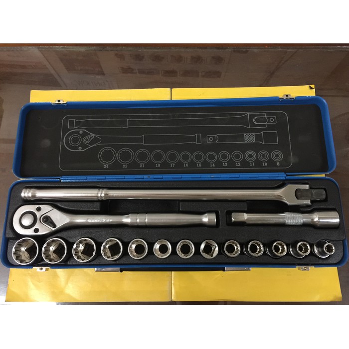 Kunci Sok Set 17 Pcs 12PT 1/2inch DR MultiPro