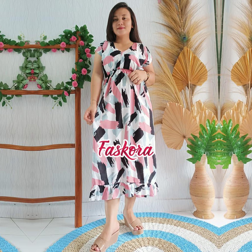 Dress Rempel Bawah Wanita Jesika / Dress Bali Panjang Polos / Casual Dress Wanita Muslim